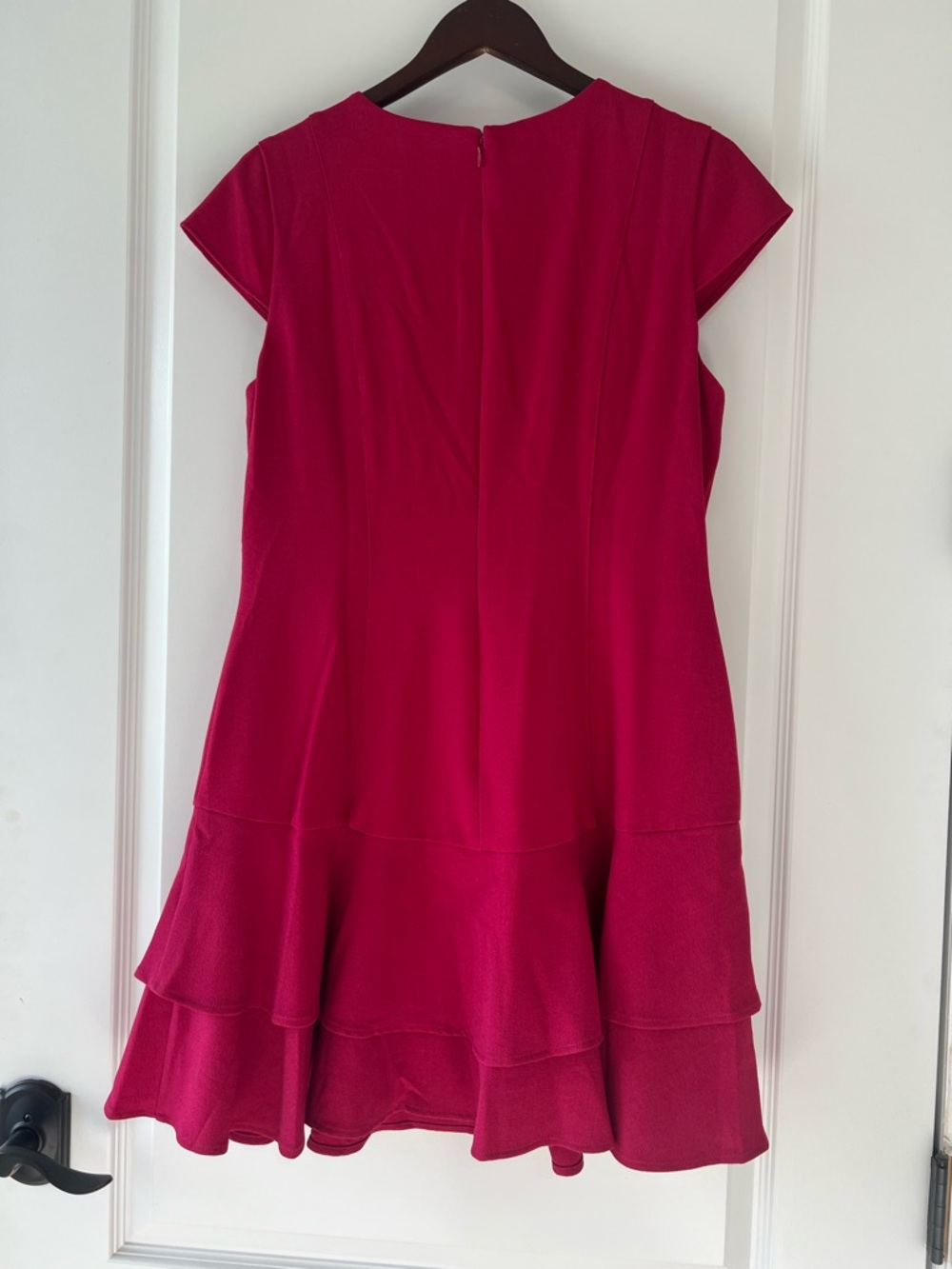 Eliza J Stretch Ruffle Crepe Chic Sheath Cocktail Ruffle Dress Mini Pink Sz 14 - Picture 2 of 6